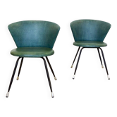 Set of Spanish Iron and Green Skai Club Chairs, 1960s