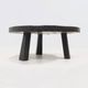Brutalist Solid Stained Oak Round Tripod Coffee Table 1970s