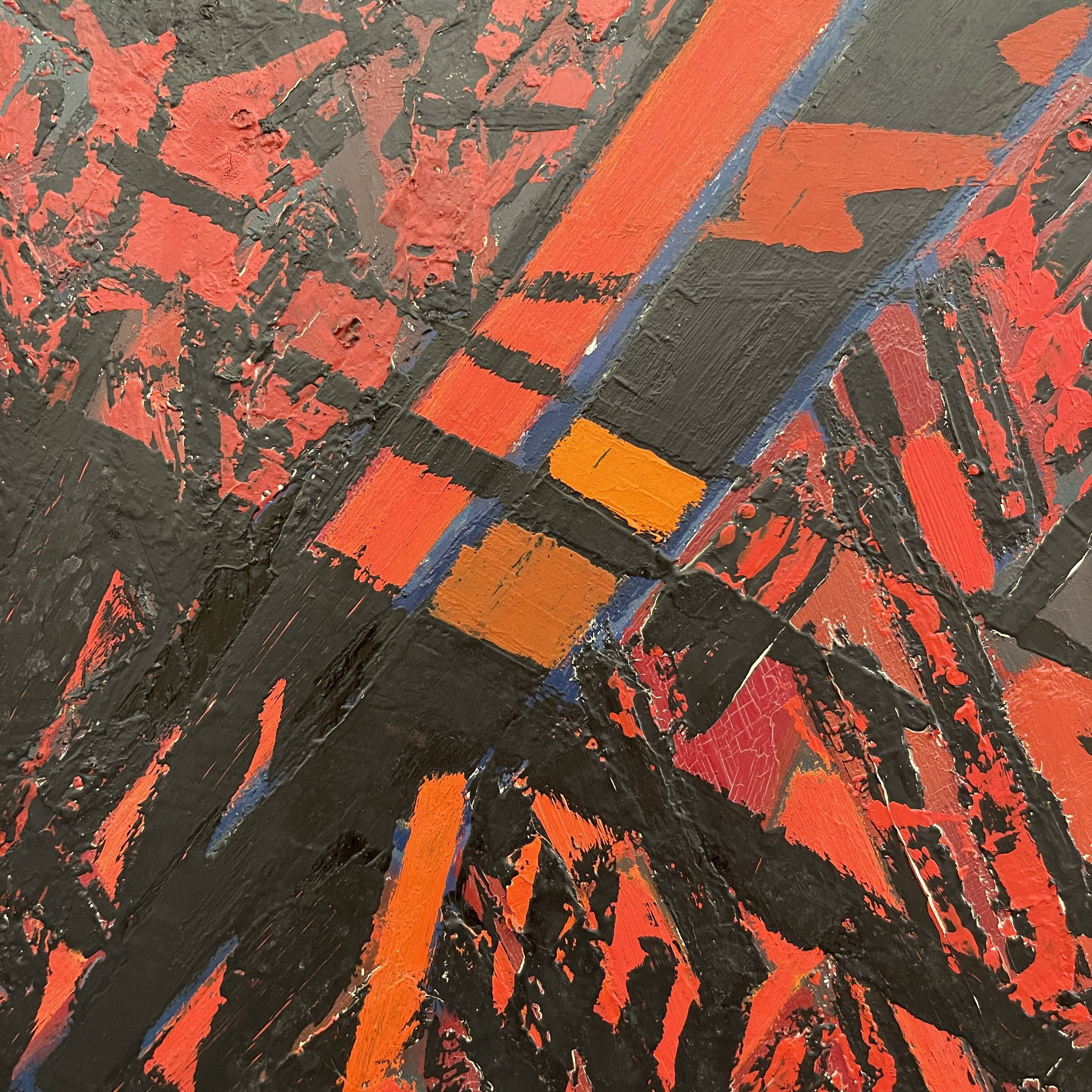 Tableau abstrait huile sur panneau, Serge Detriaux, ca 1988