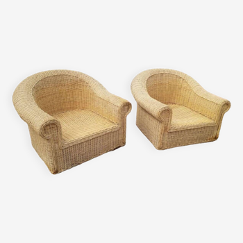 Pair of wicker armchairs