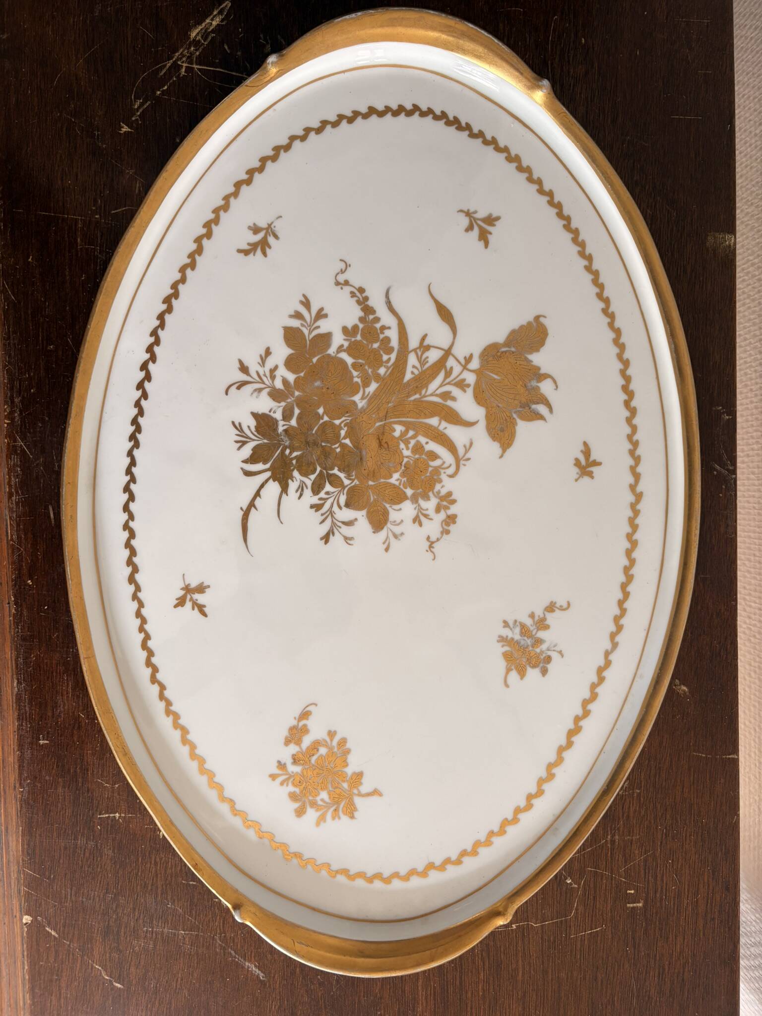 Antique Golden Plate Floral Décor Camaïeu KPM Berlin Royal Manufacture