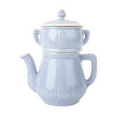 Teapot with filter and lid vintage sky blue ceramic