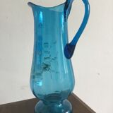Blue glass pitcher