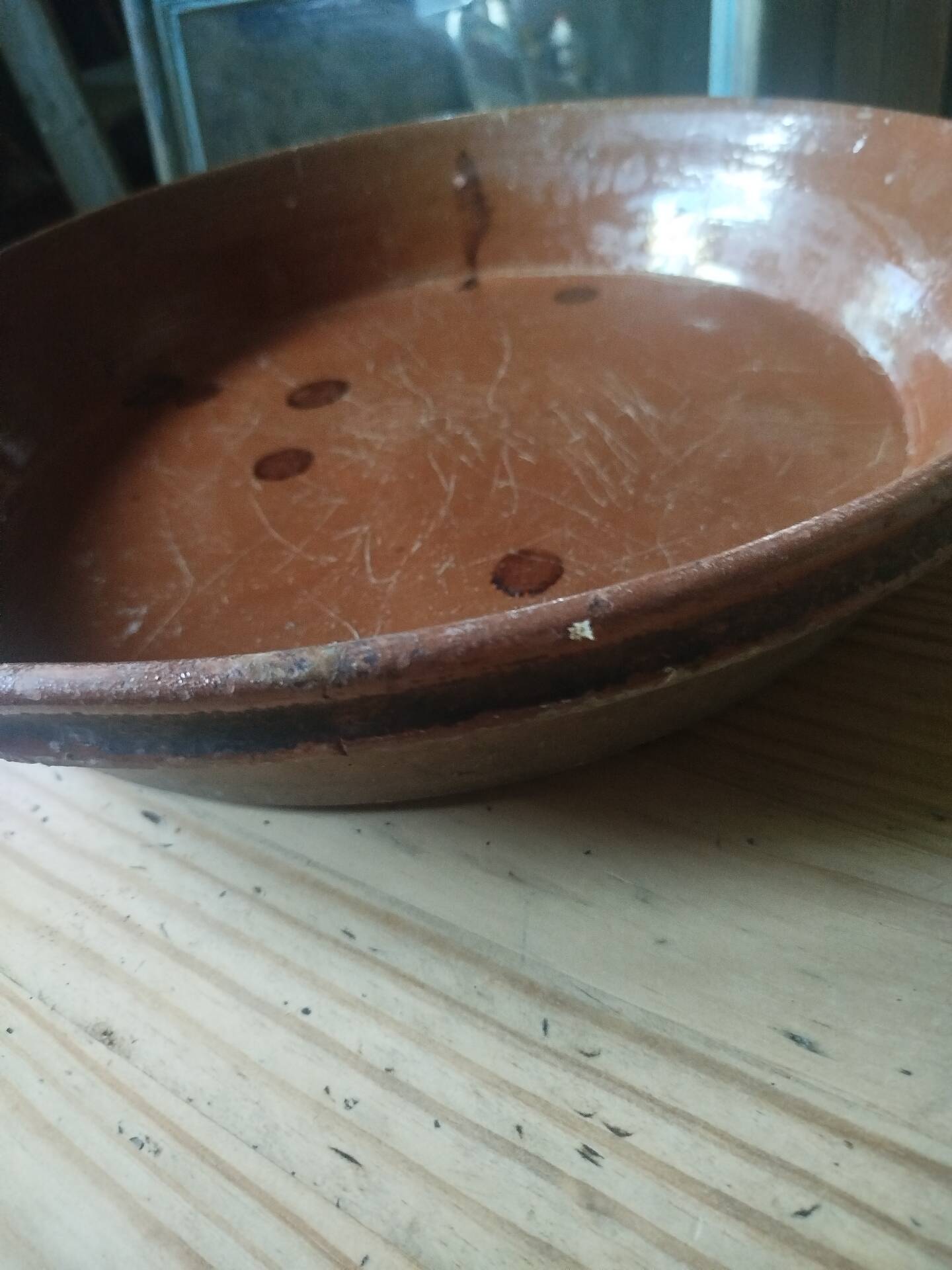 Large glazed earthenware dish