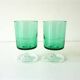 6 old luminarc foot glasses light green h9.2 cm
