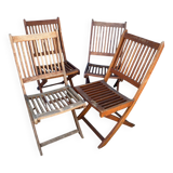 Set of 4 folding garden chairs in exotic wood