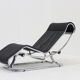 Vintage Italian chaise lounge chair chrome and leather by Guido Faleschini 1970s