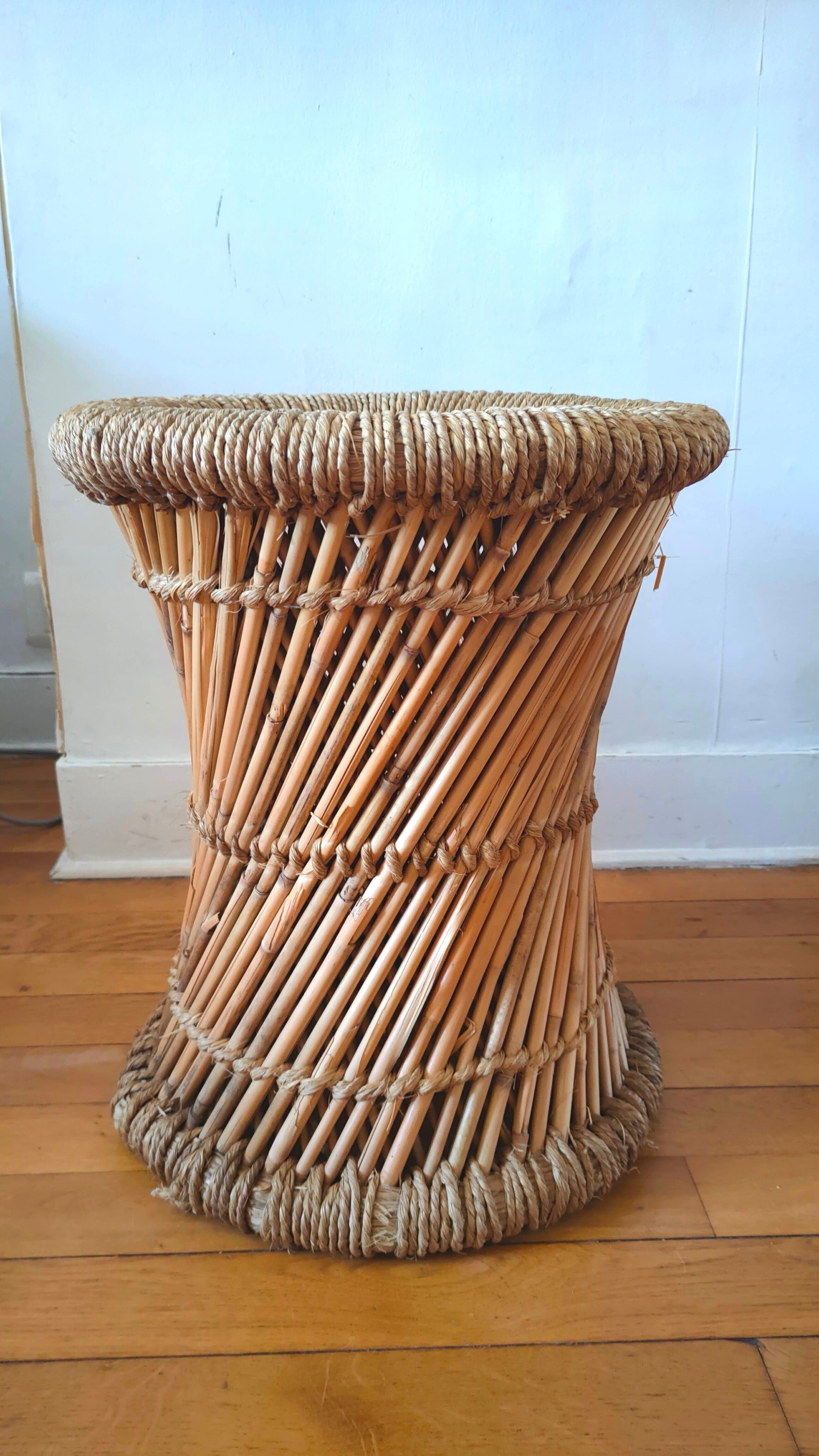 Vintage wicker and rope stool
