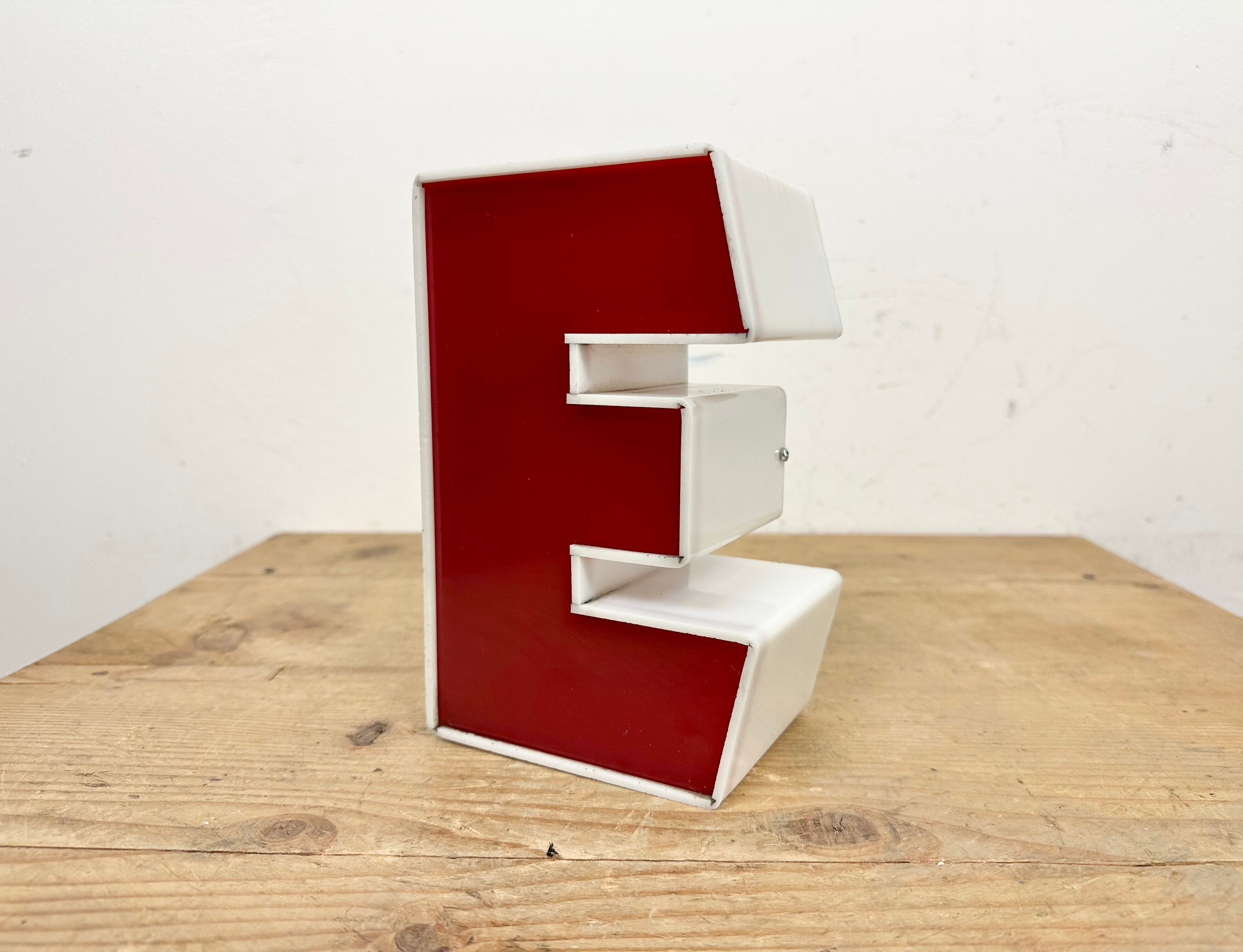 Vintage red facade letter e , 1970s