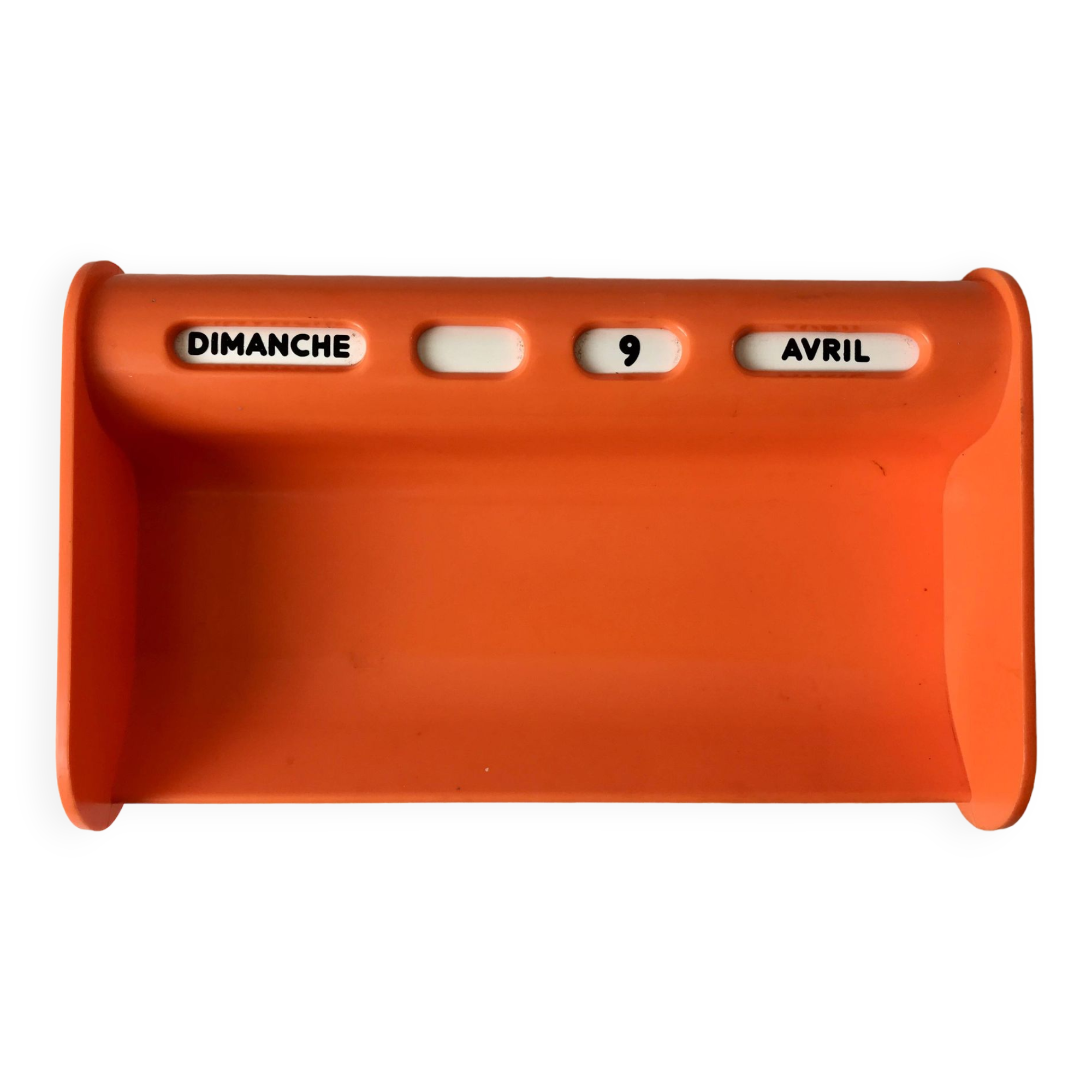 Dater empty pocket in orange plastic seventies 70s