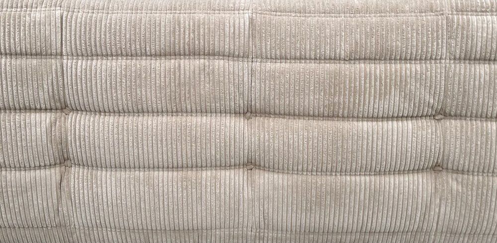 French Togo 3-seater sofa in beige corduroy attributed to Michel Ducaroy for Ligne Roset, 1970s