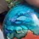 Large lacquered glass ball vase signed Jean-Noël Bouillet