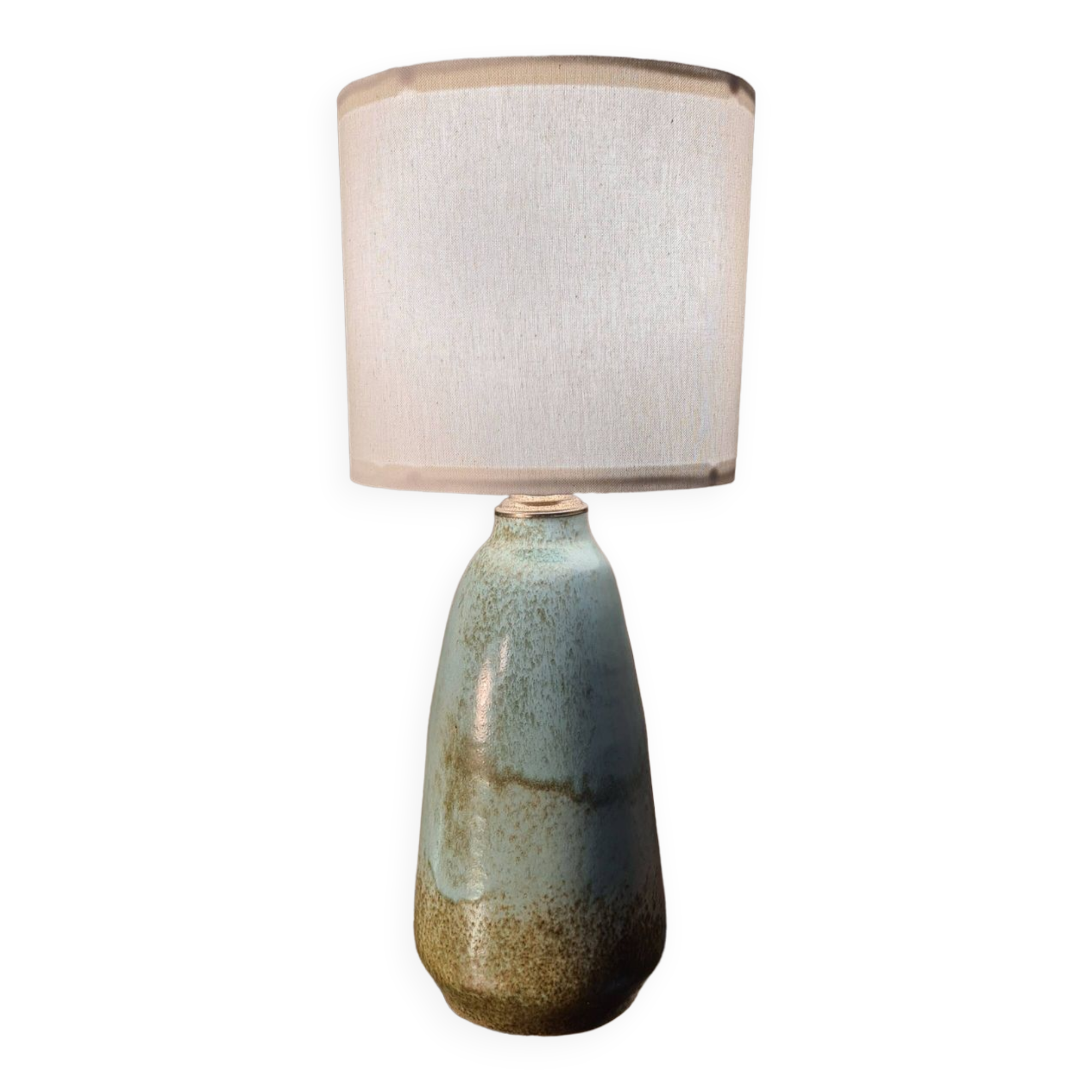 Glazed turquoise green ceramic lamp 48x20 1970