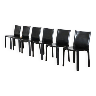 Set Of 6 Cassina CAB 412 Dining Chairs By Mario Bellini, 1980s