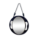 Small round wall mirror in dark blue bakelite 1960