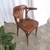 Chaise de salle à manger vintage en bois courbé : fauteuil style Thonet du milieu du siècle