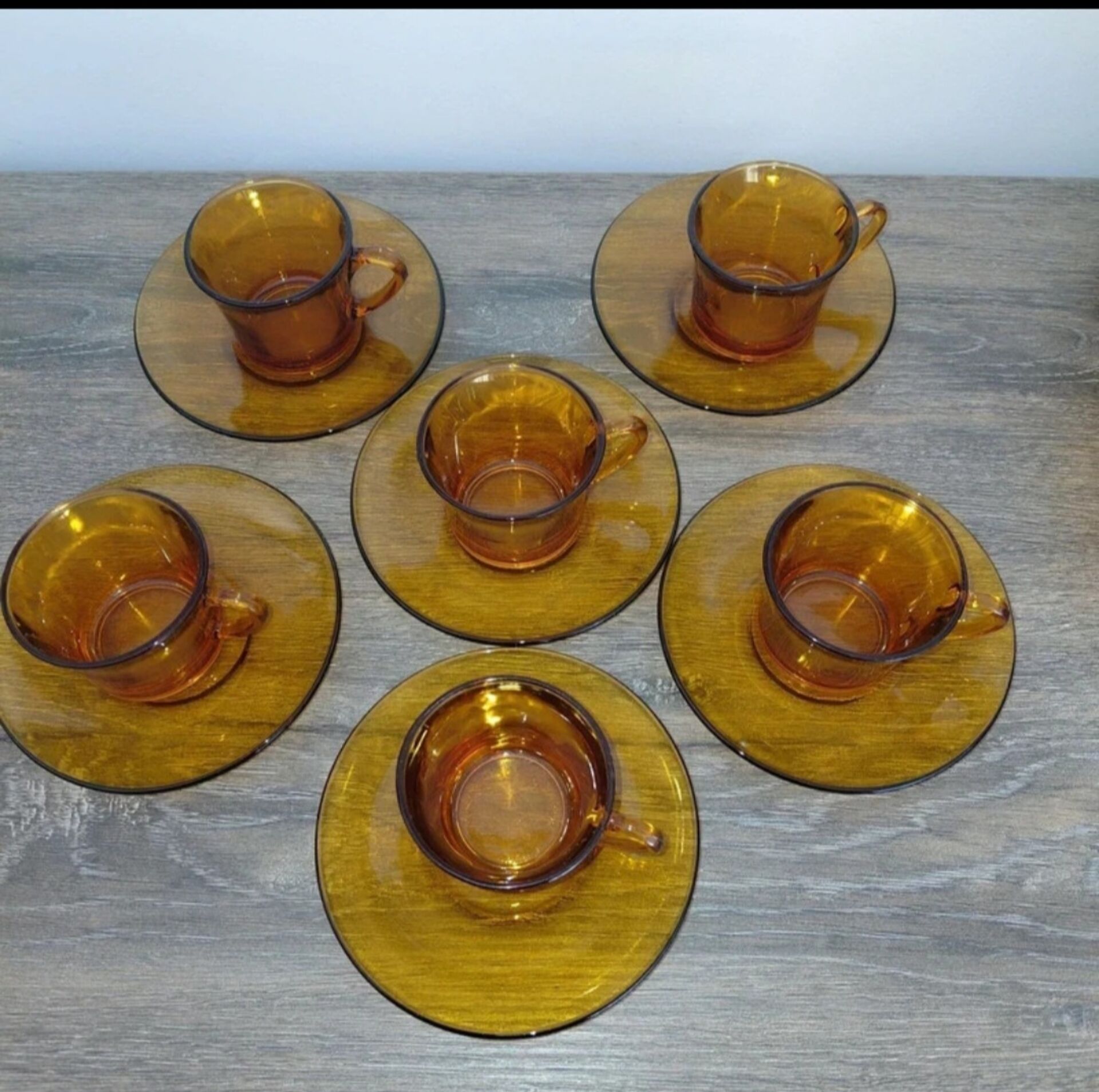 Duralex - 6 tasses et sous tasses verre orange