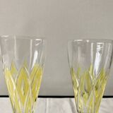 Set of 4 glasses - VMC Reims Arlequin champagne flutes - yellow decor
