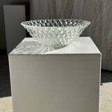 Large classic diamond-tipped glass salad bowl