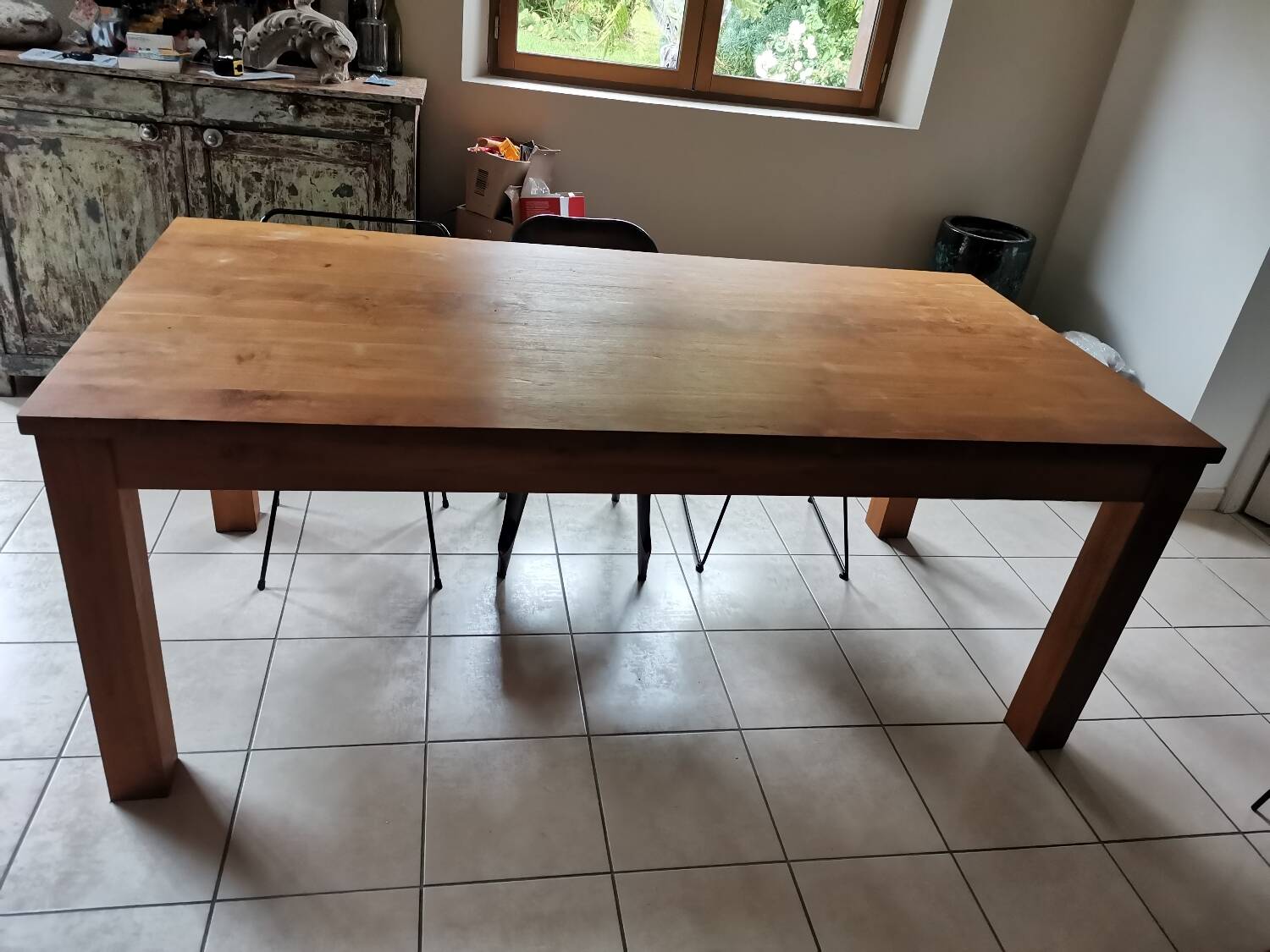 Solid wood table for 8 people.