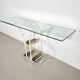 Console table by Charles Hollis Jones in lucite, brass, and glass, 1970.