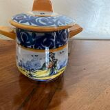 Set of tray and six cream pots HB Quimper
