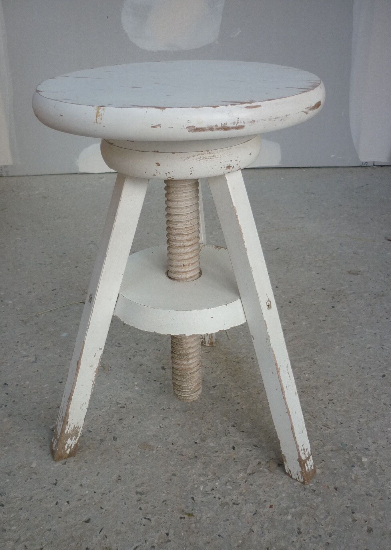 Wooden white screw stool