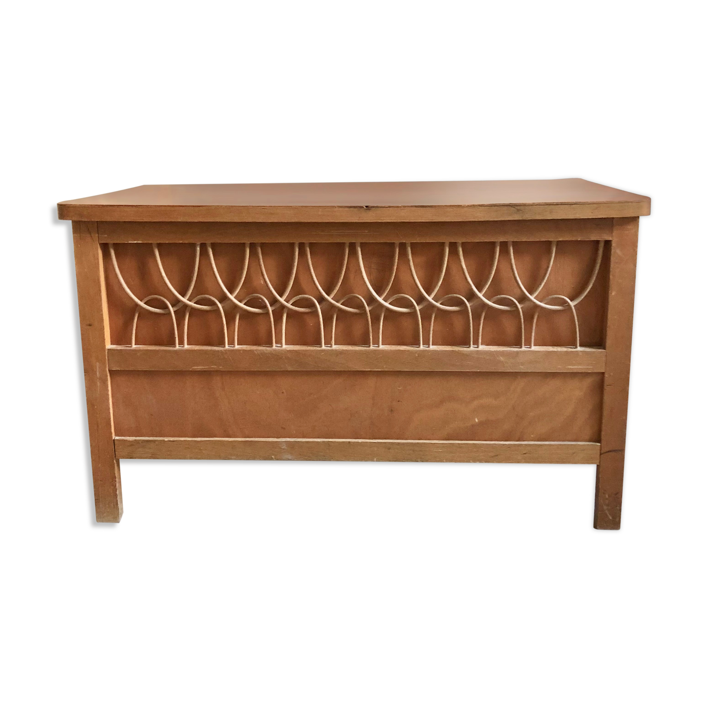 Coffre à jouet en bois et rotin