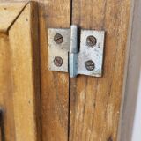 Vintage folk art mirror wall storage unit