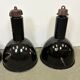 Set of 4 Industrial Bauhaus Black Enamel Pendant Lamps, 1960s