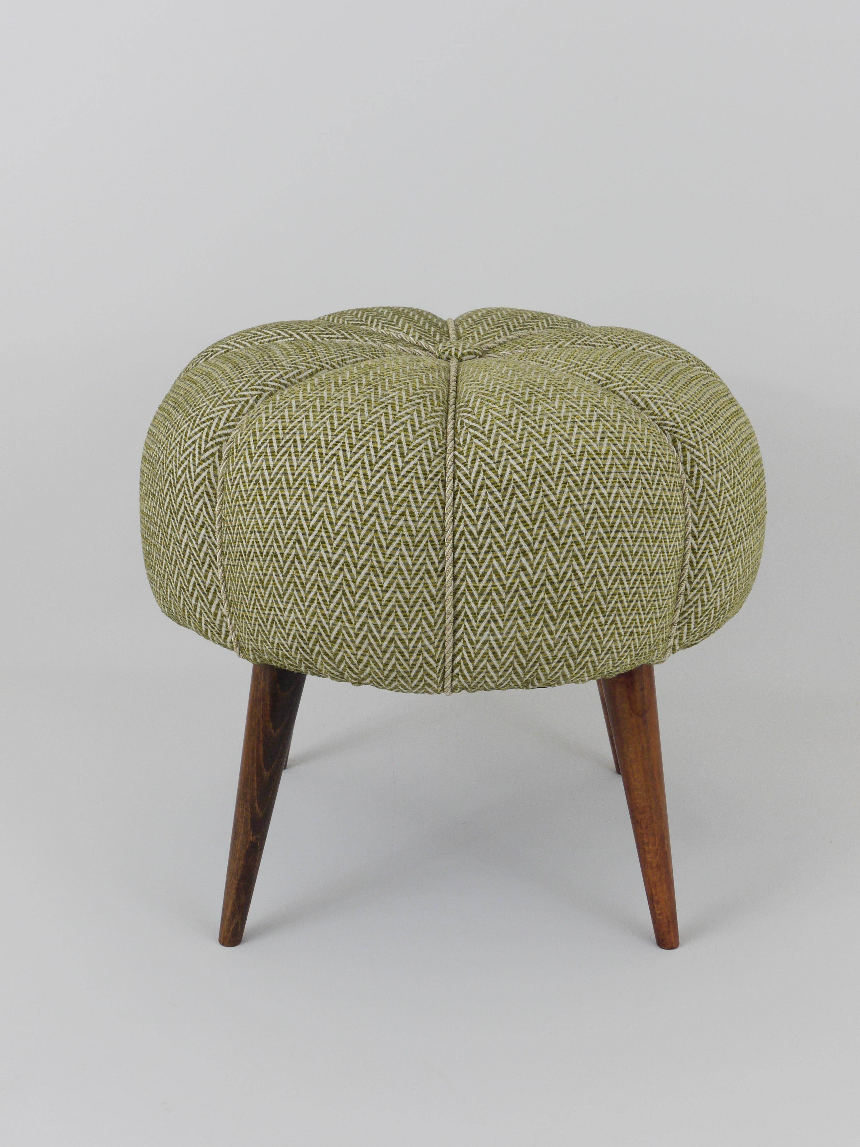Up to Six Charming Zigzag Midcentury Stools, Pouf, Ottoman, Footstools, 1950s