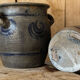 2 old Betschdorf, Alsatian salt pots with ears