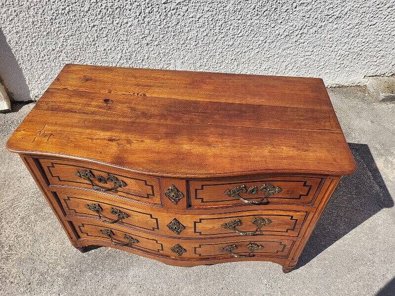 Transition louis xv louis xvi chest of drawers in cherry wood 4 drawers from the 18th century