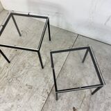 Vintage modernist acrylic glass and steel side tables, 1980s, set of 2