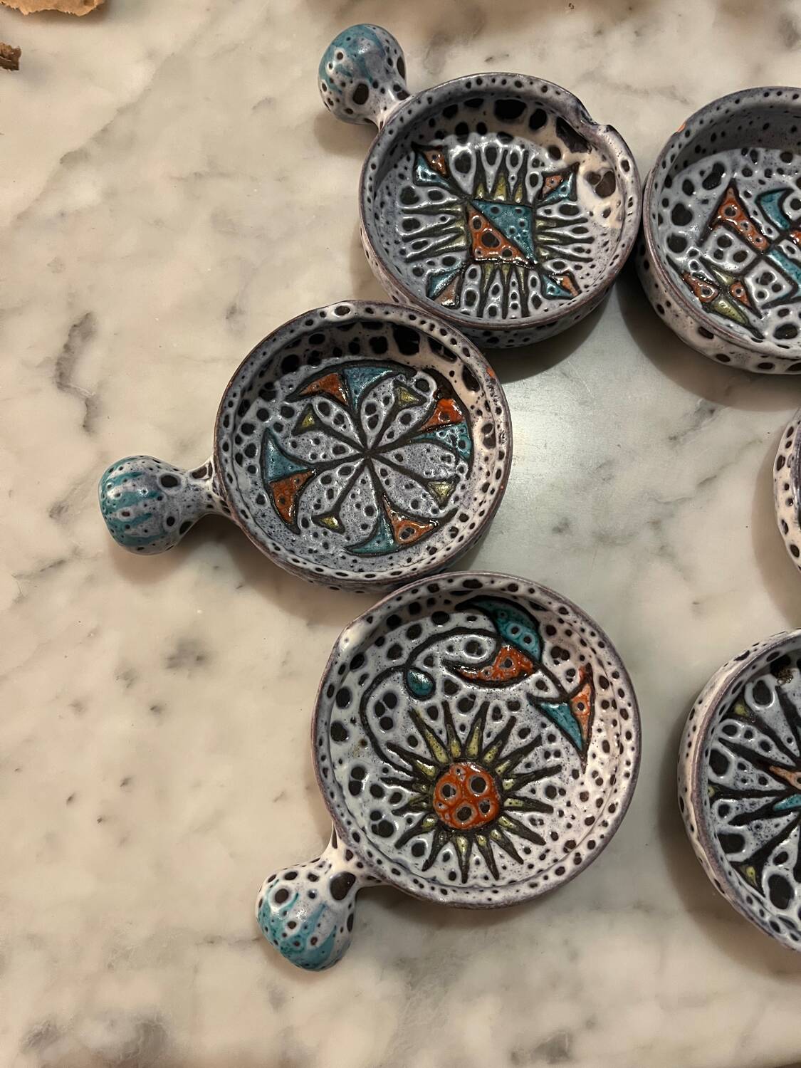 Series of 6 Vallauris frying pans from the 50s