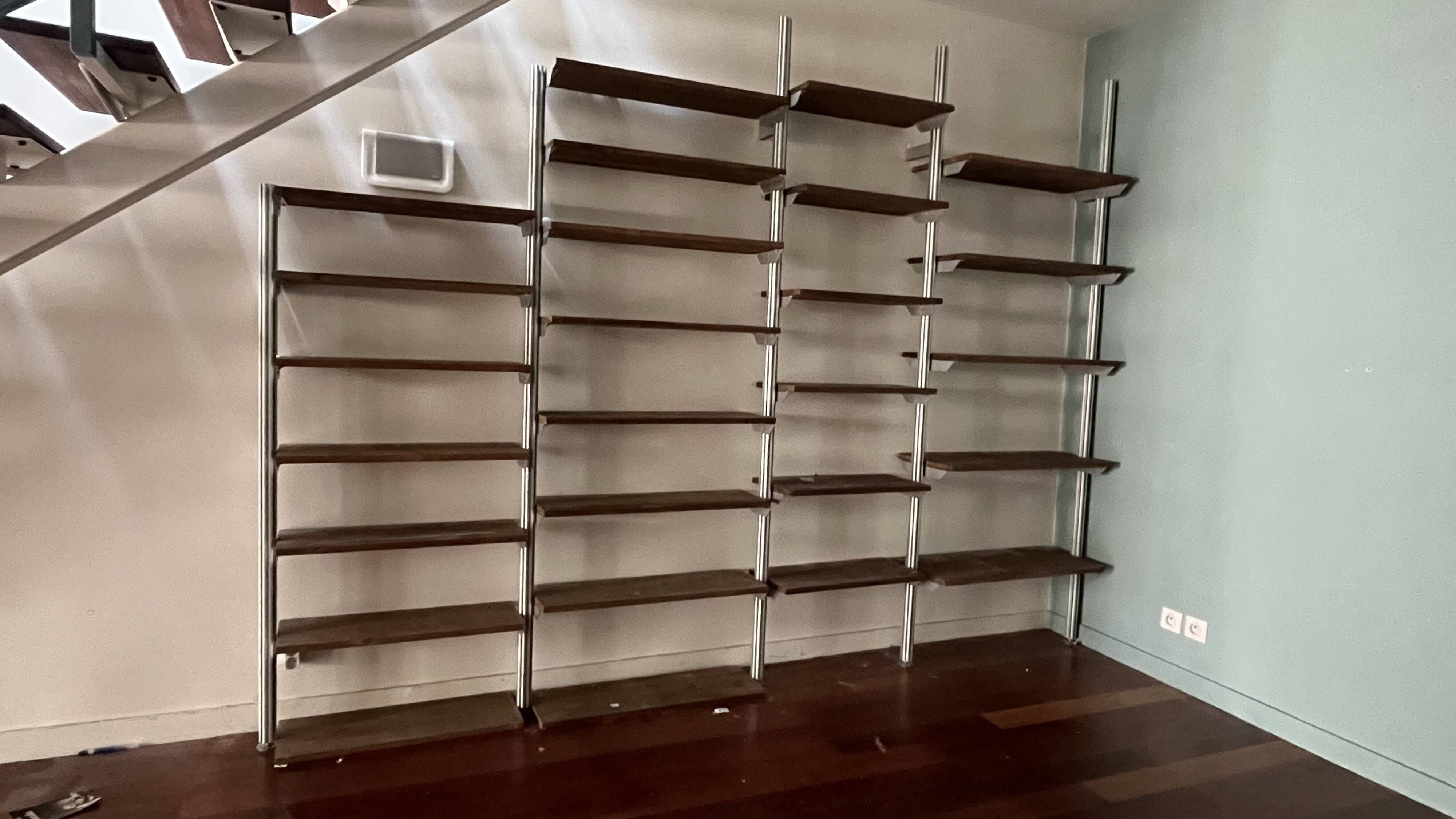 Unusual shelf, aluminium and wood