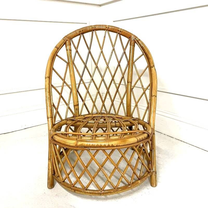 Audoux Minnet lounge chair with basket backrest - 1960s