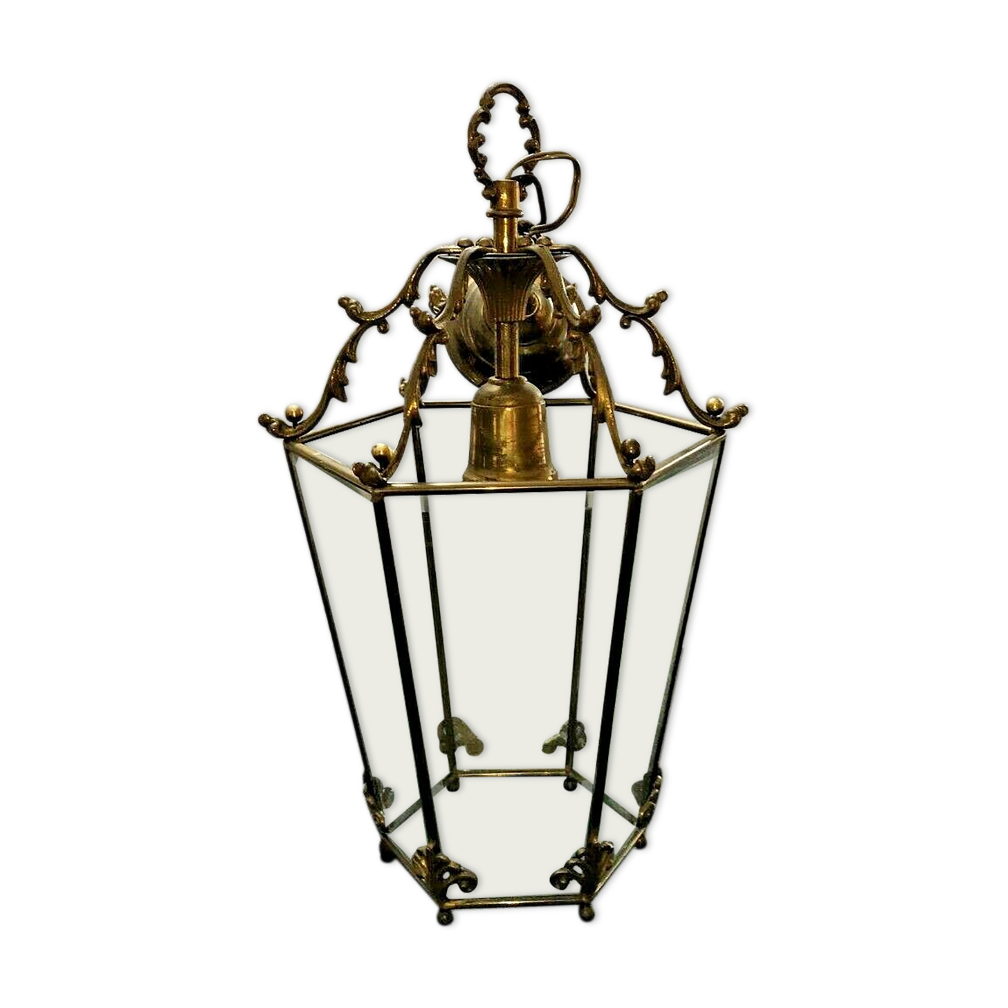 Old lantern vestibule bronze style Louis XVI glasses beveled 6-sided