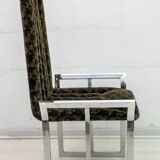 Set of 4 Mid-Century Modern Italian Chromed Steel and Velvet Dining Chairs