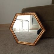 Vintage hexagonal bohemian chic mirror in gilded wood