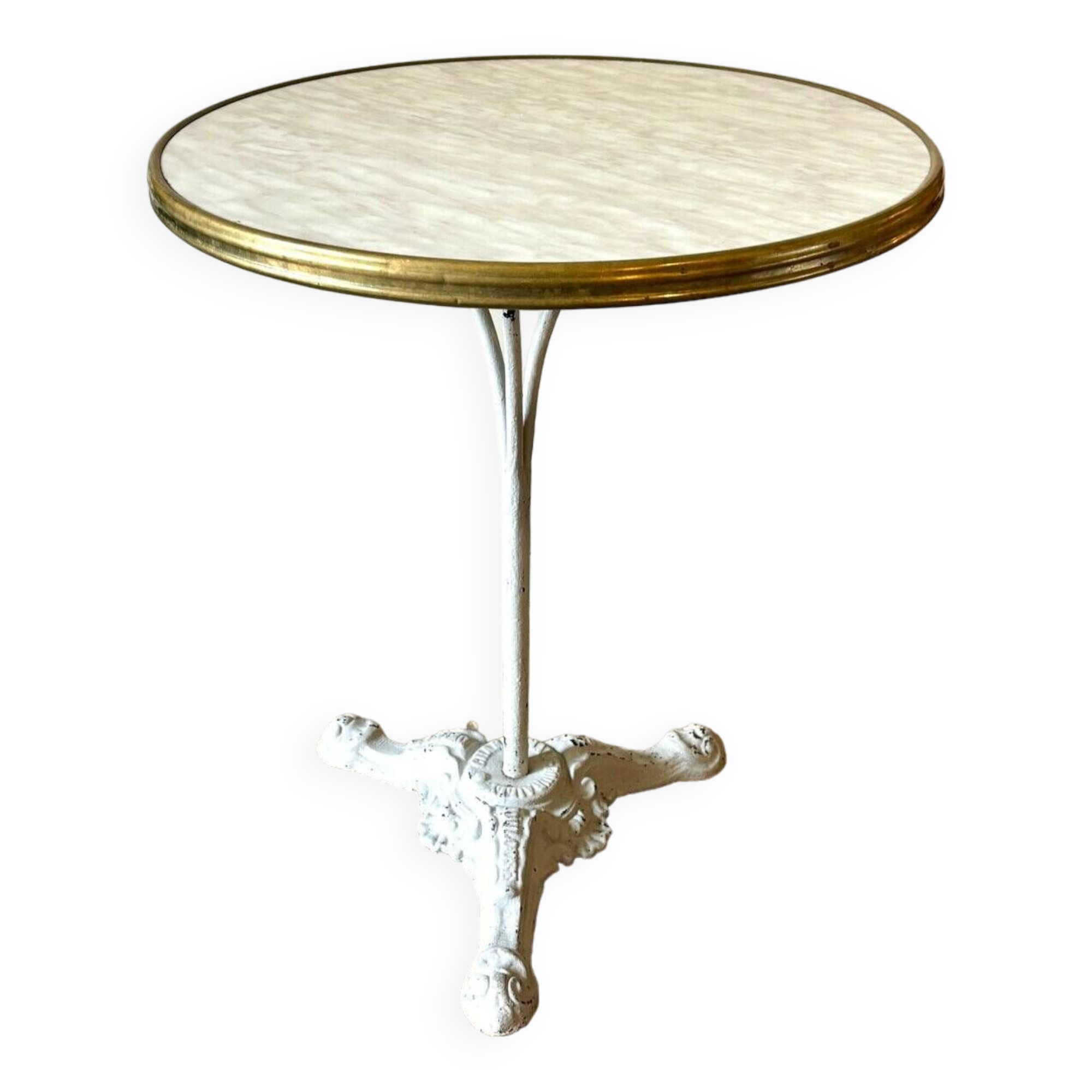 Table bistrot en fonte de fer grise et mélaminé beige ⌀ 60 cm