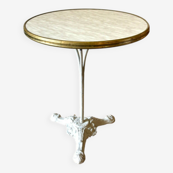 Bistro table in gray cast iron and beige melamine ⌀ 60 cm