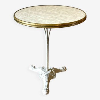 Table bistrot en fonte de fer grise et mélaminé beige ⌀ 60 cm