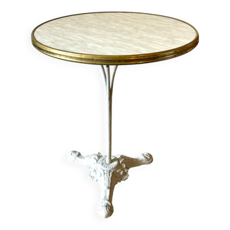 Table bistrot en fonte de fer grise et mélaminé beige ⌀ 60 cm