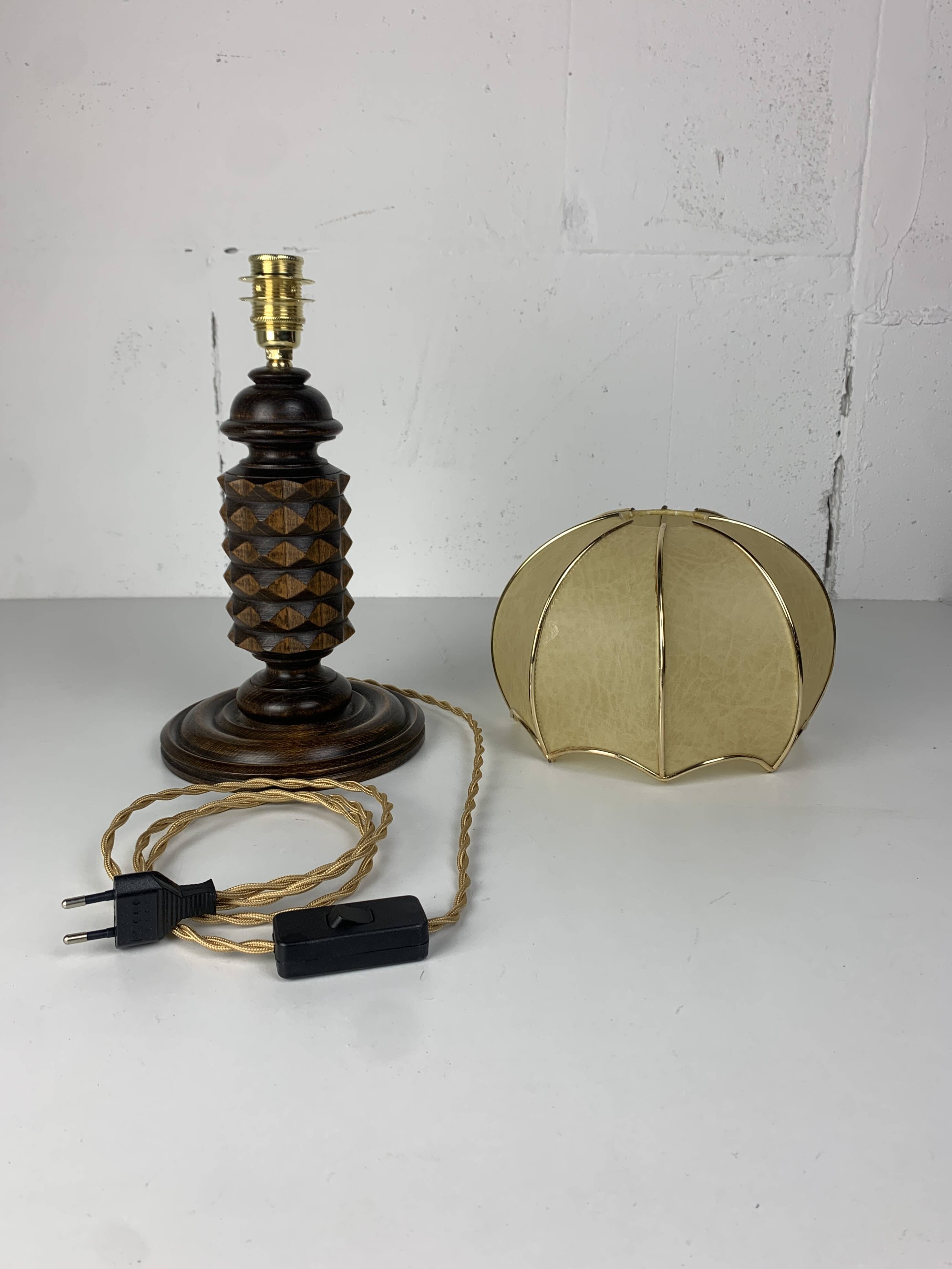 Wood Turned Mushroom Cocoon Table Lamp in the style of Charles Dudouyt