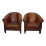 Fauteuil Club Vintage en Cuir Couleur Cognac, Pays-Bas, Set de 2