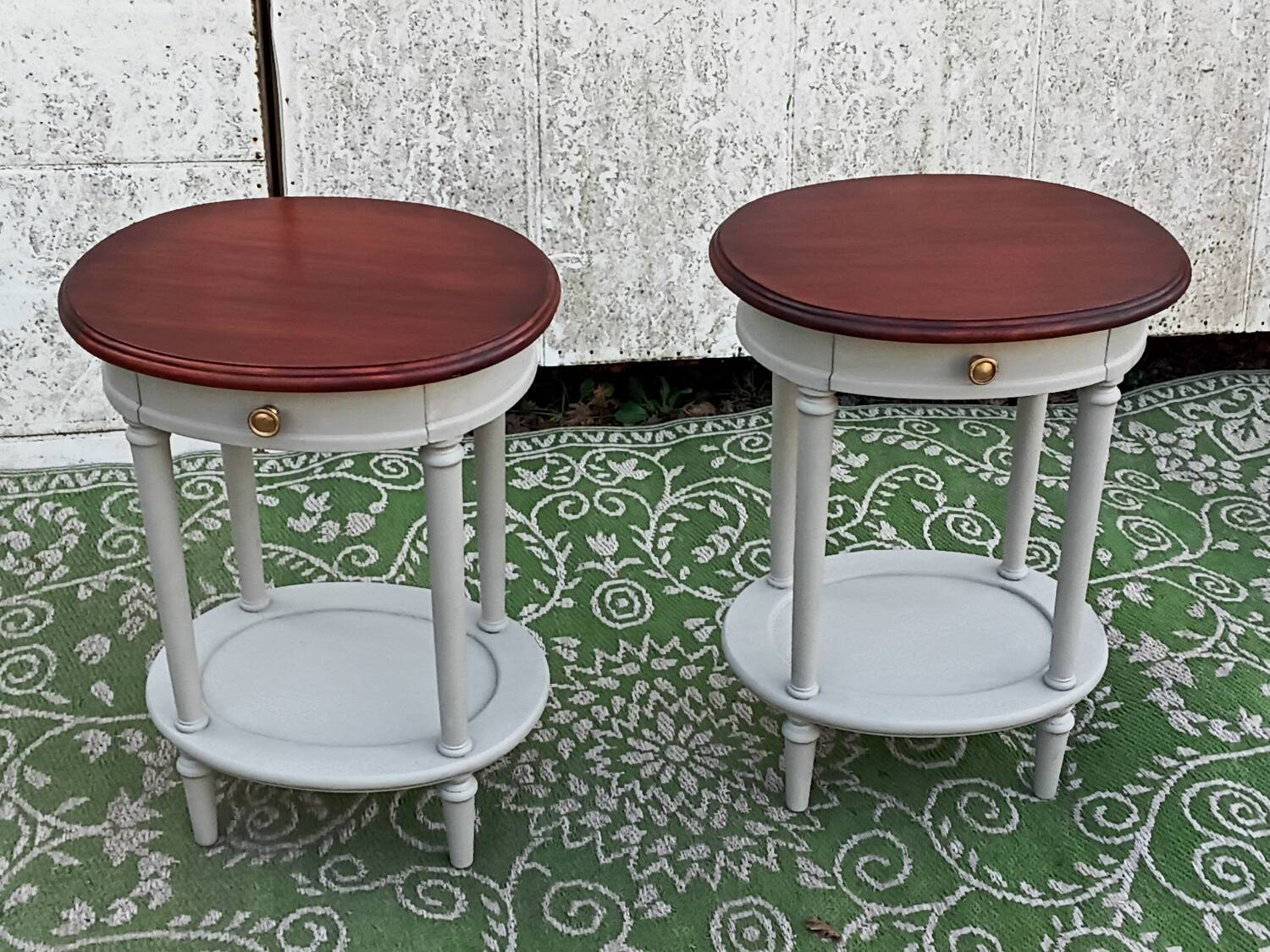 Pair of oval bedside tables