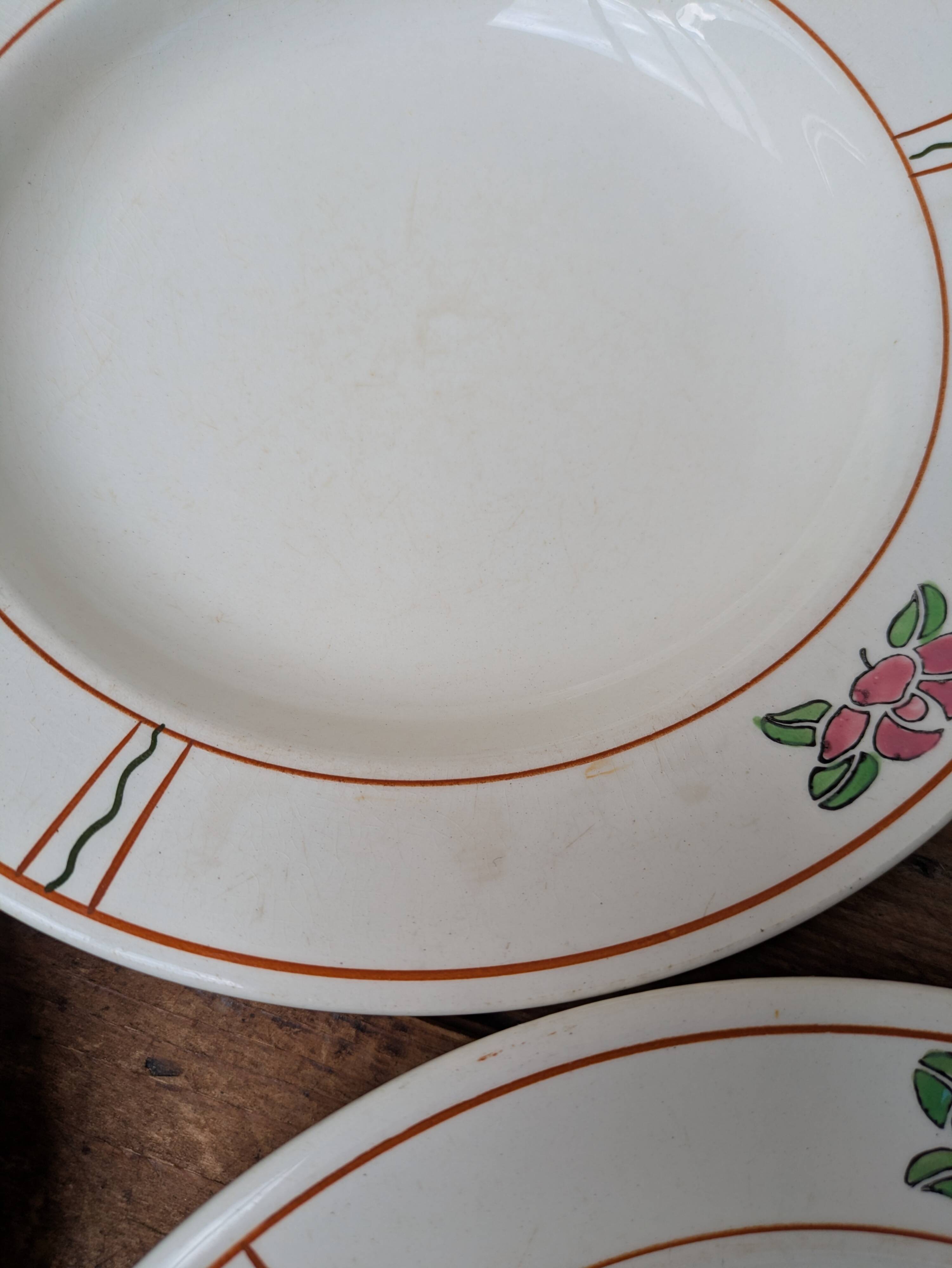 7 old deep plates in Salins earthenware model Nénuphar 24.5cm