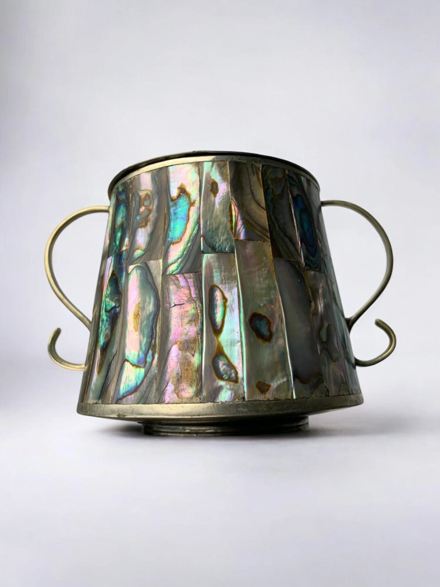 Abalone shell & alpaca jar, Mexico, 1980s