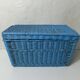 vintage blue rattan trunk chest